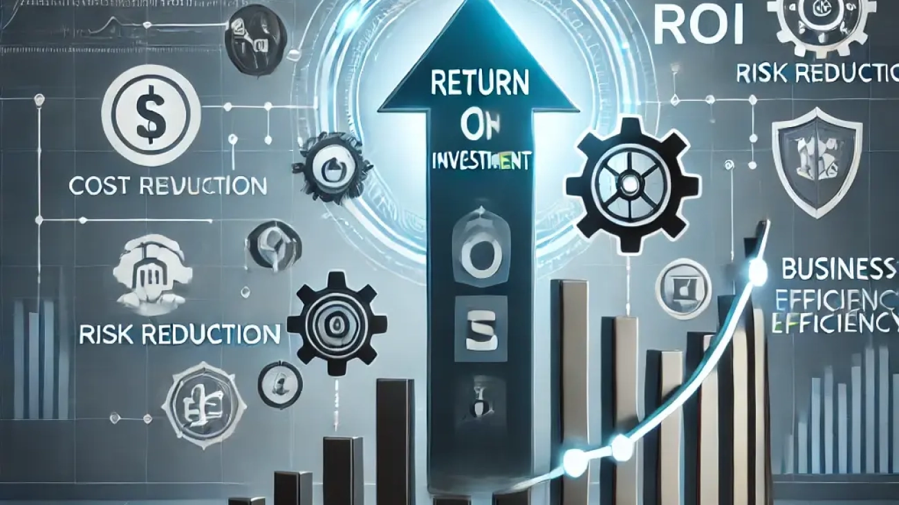 DALL·E 2024-09-11 15.24.42 - A professional LinkedIn image emphasizing Return on Investment (ROI) for security solutions. The image should feature a central upward-pointing arrow