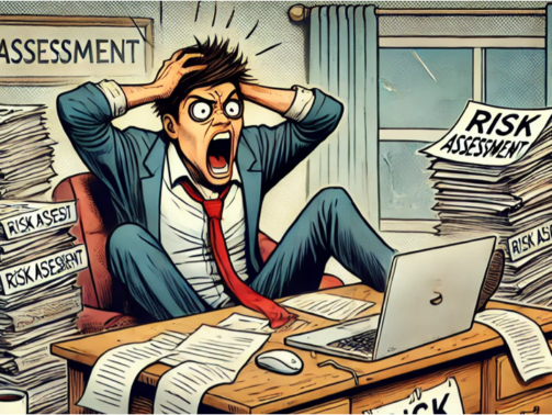 Illustration of a stressed office worker overwhelmed at his desk