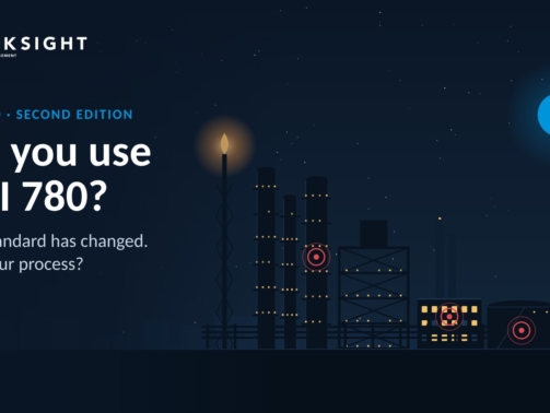 Do you use API 780? Refinery at night with assets flagged for security risk, HawkSight